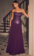 Ladivine CH2603 Strapless Asymmetrical Waist Dress