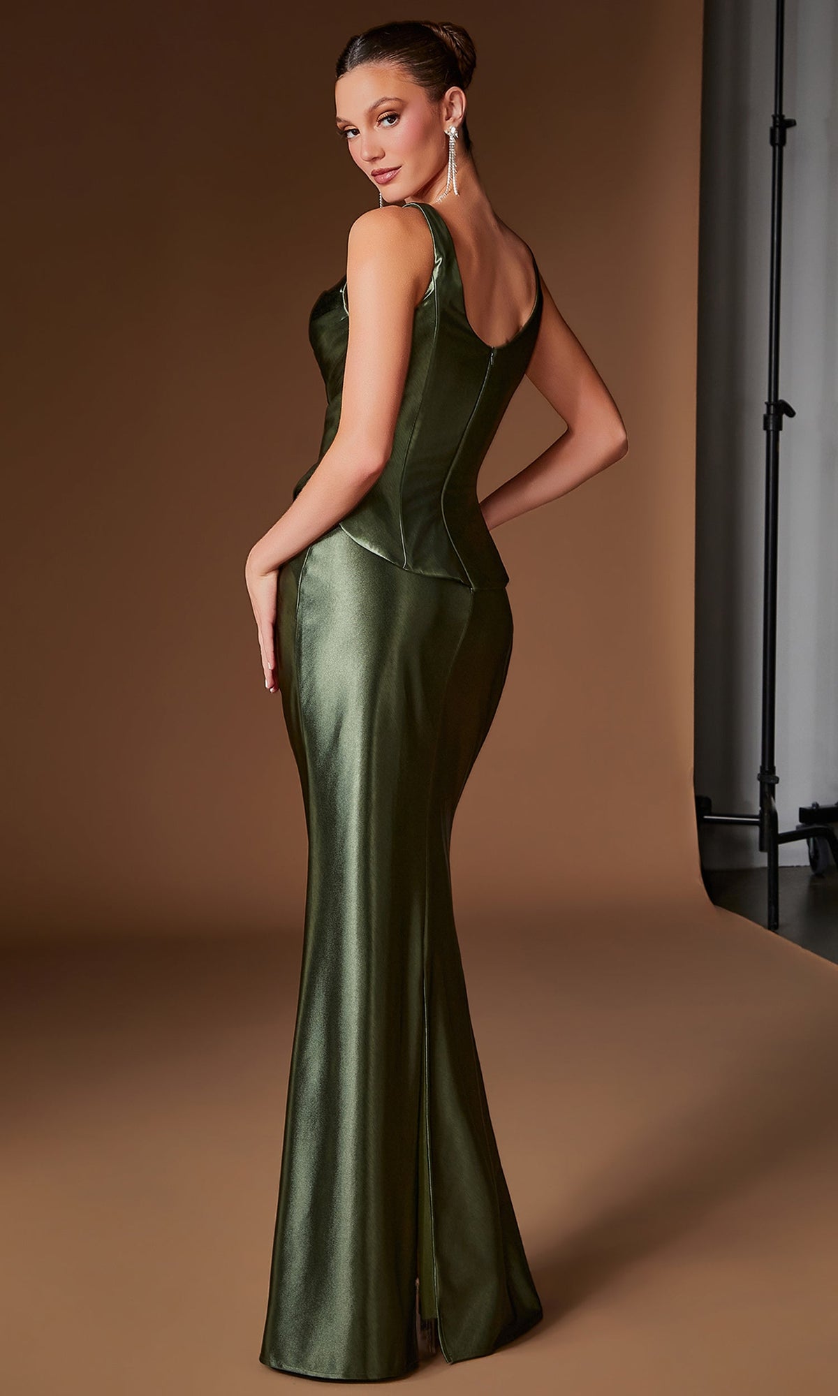 Ladivine CH2604 Square Neck Draped Waist Dress