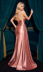 Ladivine CH351 - V-Neckline Strapless Evening Gown with Slit