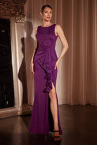 Ladivine CH377 - Ruffle Draped Sleeveless Prom Dress
