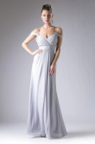 Ladivine CH527 - Off-Shoulder Surplice Chiffon Long Dress