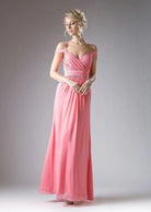 Ladivine CH527 - Off-Shoulder Surplice Chiffon Long Dress