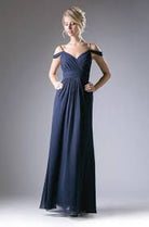 Ladivine CH527 - Off-Shoulder Surplice Chiffon Long Dress