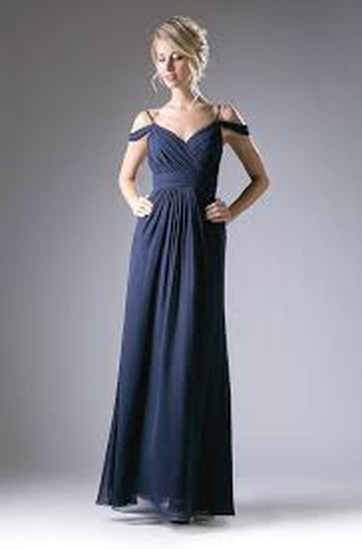 Ladivine CH527 - Off-Shoulder Surplice Chiffon Long Dress