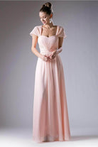 Ladivine CH532 - Semi-Sweetheart Dress With Cape Detail