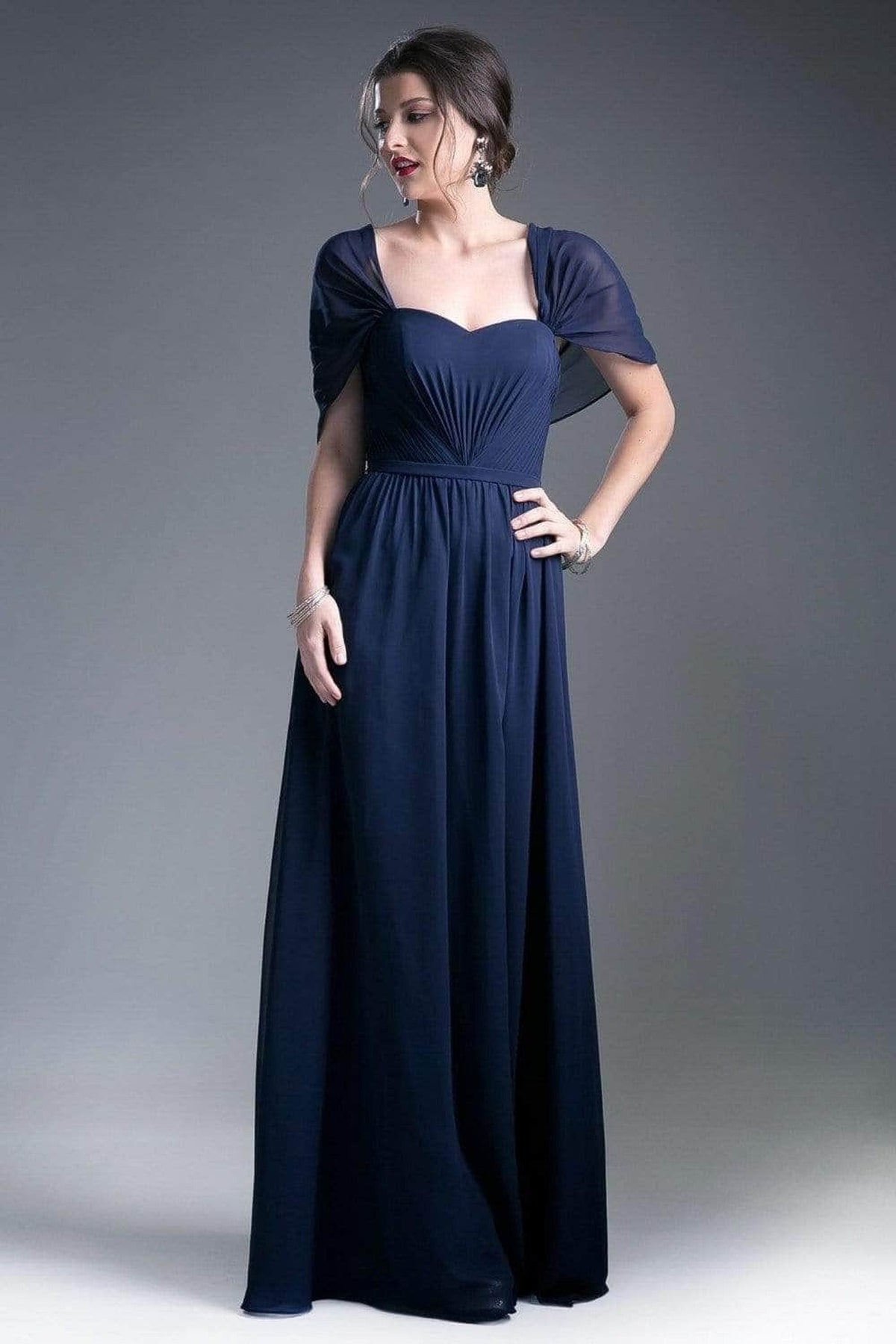 Ladivine CH532 - Semi-Sweetheart Dress With Cape Detail