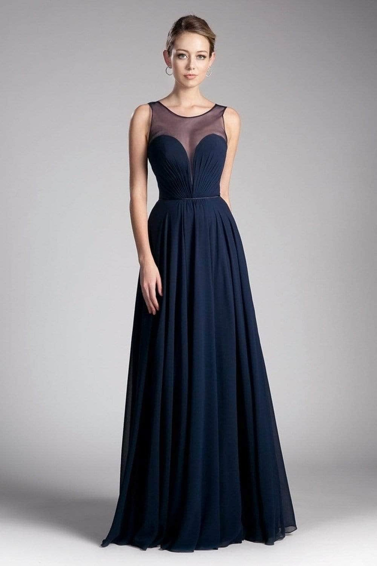 Cinderella Divine CJ251 - Illusion Jewel A-Line Evening Gown