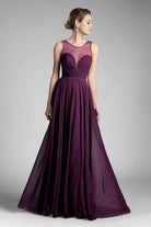 Cinderella Divine CJ251 - Illusion Jewel A-Line Evening Gown