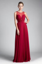 Cinderella Divine CJ251 - Illusion Jewel A-Line Evening Gown