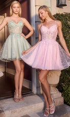 Ladivine CJ419 - Short Applique Sweetheart Corset Dress