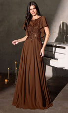 Ladivine CL09 - Beaded Illusion Flutter Sleeve Formal Gown