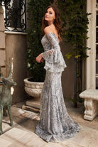 Ladivine CM319 - Off Shoulder Long Bell Sleeve Gown