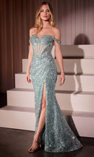 Ladivine CM373 - Sequin Off Shoulder Gown