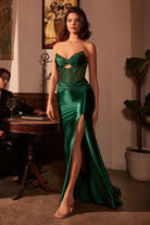 Ladivine CM378 - Strapless Crystal Bead Evening Dress