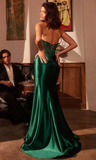 Ladivine CM378 - Strapless Crystal Bead Evening Dress