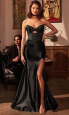 Ladivine CM378 - Strapless Crystal Bead Evening Dress