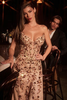 Ladivine CM382 - Plunging Neck Strapless Prom Gown