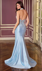 Ladivine CM391 - Beaded Halter Keyhole Gown with Overskirt