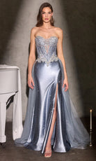 Ladivine CM392 - Crystal Applique Sweetheart Gown with Overskirt
