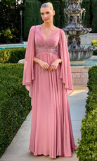 Ladivine CM8244 - Chiffon Cape Sleeve A-Line Evening Gown