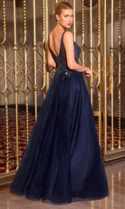 Ladivine CR880 - Beaded Deep V-Neck A-Line Gown