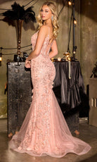 Ladivine CT264 - Floral Applique Illusion Corset Evening Gown