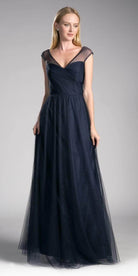 Ladivine ET320 - Pleated Top A-Line Gown