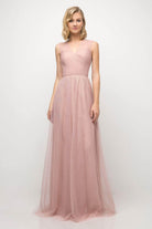Ladivine ET320 - Pleated Top A-Line Gown