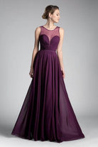 Cinderella Divine CJ251 - Illusion Jewel A-Line Evening Gown