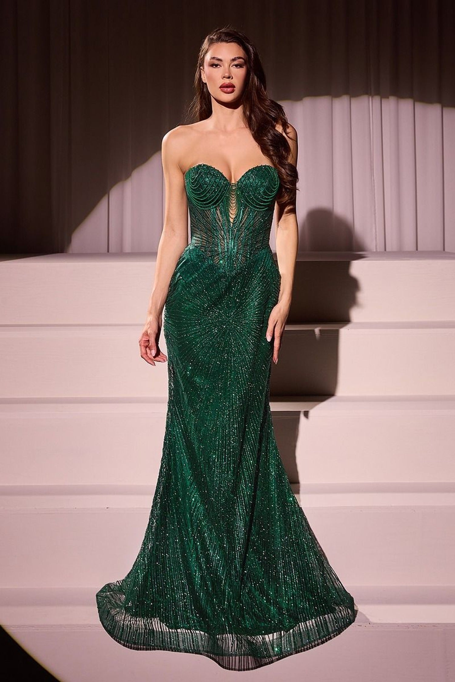 Ladivine J871 Basque Waist Beaded Dress