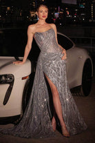 Ladivine J872 - Scoop Neck Strapless Prom Gown
