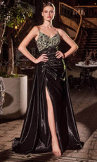 Ladivine J882 - Shimmering Rhinestone Embellished A-Line Evening Gown