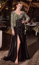 Ladivine J882 - Shimmering Rhinestone Embellished A-Line Evening Gown