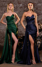 Ladivine J887 - Sequin Corset Satin Evening Gown