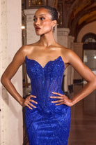 Ladivine J888 Strapless Sequin Dress