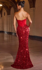 Ladivine J892 - Strapless Allover Sequin Corset Gown