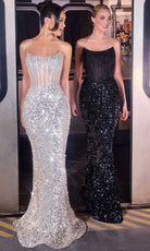 Ladivine J892 - Strapless Allover Sequin Corset Gown