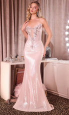 Ladivine J894 - Keyhole Cutout Sequin Embellished Gown