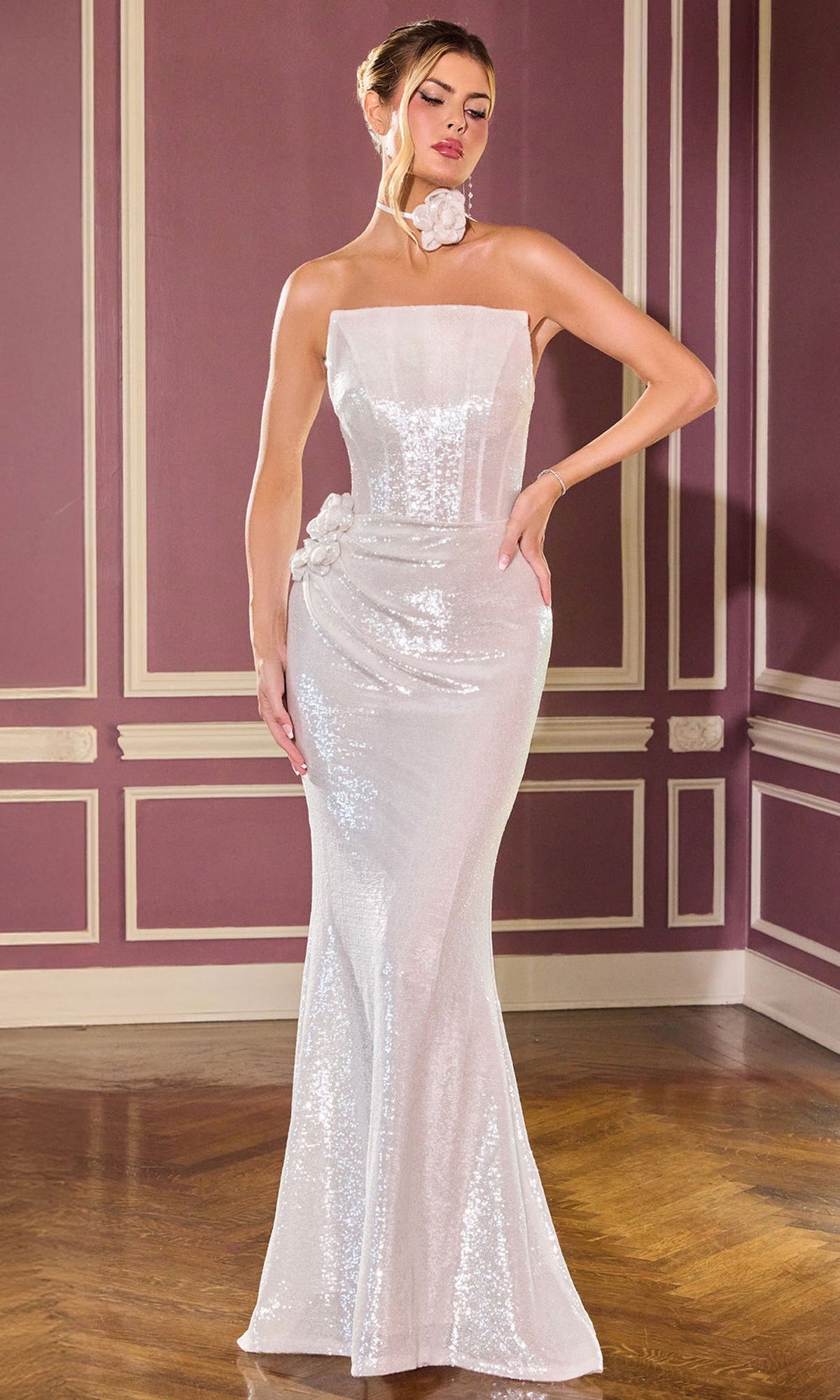 Ladivine J905 Fully Sequin Sheath Dress