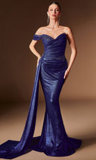 Ladivine J913 Metallic Off Shoulder Sheath Dress