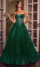 Ladivine J915 - Beaded Sweetheart Glitter Tulle Prom Gown