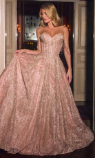 Ladivine J915 - Beaded Sweetheart Glitter Tulle Prom Gown