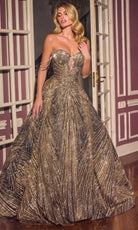 Ladivine J915 - Beaded Sweetheart Glitter Tulle Prom Gown