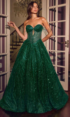Ladivine J915 - Beaded Sweetheart Glitter Tulle Prom Gown - Silhouette Dresses