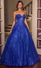 Ladivine J915 - Beaded Sweetheart Glitter Tulle Prom Gown - Silhouette Dresses