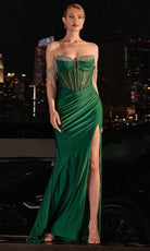 Ladivine KV1123 - Fringe Off-Shoulder Evening Dress