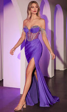Ladivine KV1123 - Fringe Off-Shoulder Evening Dress