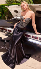 Ladivine KV1135 - Cutout Front Beaded Corset Evening Gown