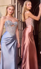Ladivine KV1135 - Cutout Front Beaded Corset Evening Gown