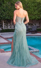 Ladivine KV1138 - Glitter Tulle Beaded Strapless Gown